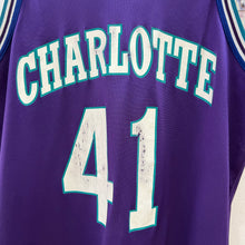 Carregar imagem no visualizador da galeria, Camiseta Charlotte Hornets 1995-96 Alternate Glen Rice #41 Champion Vintage - M/L