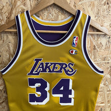 Cargar imagen en el visor de la galería, Camiseta Reversible Los Angeles Lakers 1996-97 Shaquille O’Neal #34 Champion Vintage - M Youth