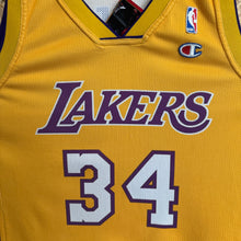 Cargar imagen en el visor de la galería, Camiseta Los Angeles Lakers 1998/99 Home Shaquille O’Neal #34 Champion Vintage - M/L