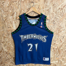 Cargar imagen en el visor de la galería, Camiseta Minnesota Timberwolves Road 2000-03 Kevin Garnett #21 Champion Vintage - L/XL

