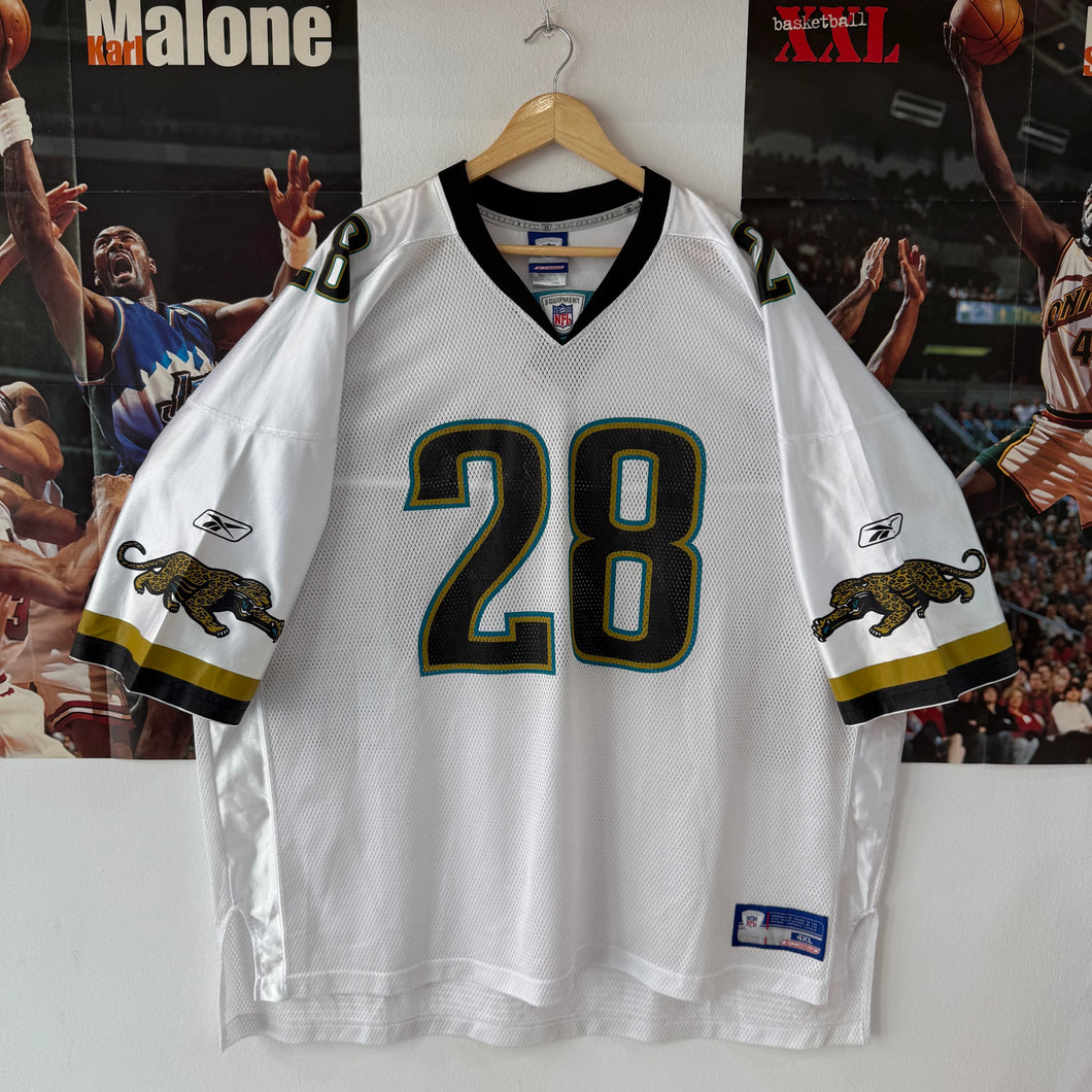 Camiseta Jacksonville Jaguars 2002/04 Road Fred Taylor #28 Reebok Vintage - 4XL/5XL
