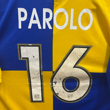 Cargar imagen en el visor de la galería, Camiseta Parma 2013-14 Away Centenario Player Issue/Match Worn Parolo #16 Errea - M/L
