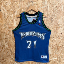 Charger l'image dans la galerie, Camiseta Minnesota Timberwolves 2000/03 Road Kevin Garnett #21 Champion Vintage - M/L
