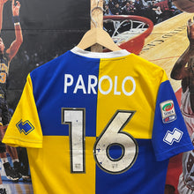Cargar imagen en el visor de la galería, Camiseta Parma 2013-14 Away Centenario Player Issue/Match Worn Parolo #16 Errea - M/L

