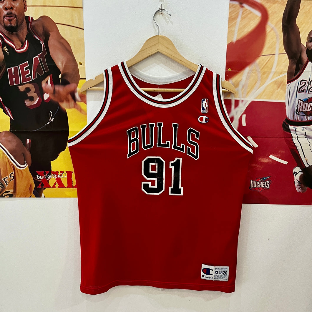 Camiseta Chicago Bulls Road 1995-96 Dennis Rodman #91 Champion Vintage - XL Youth
